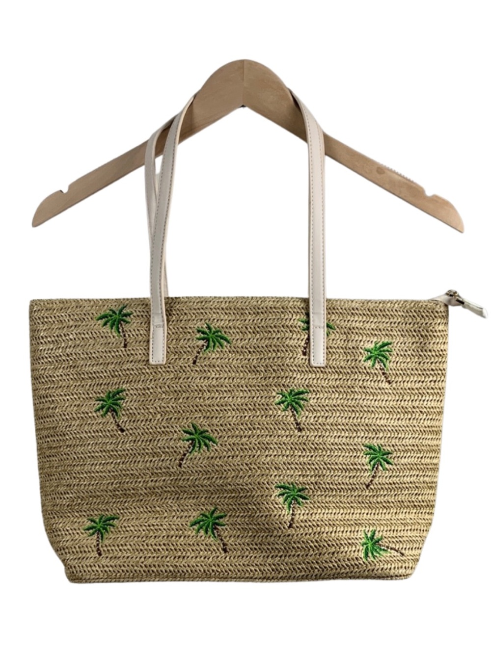 Tropical Palm Tree Embroidered Summer Tote Bag Large Beach Vacation